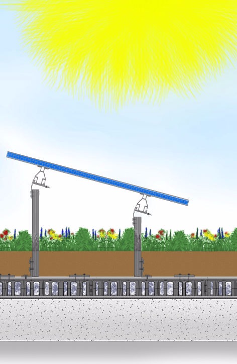 Solar Garden Roofs fully integrated with Green and/or Blue Roof!